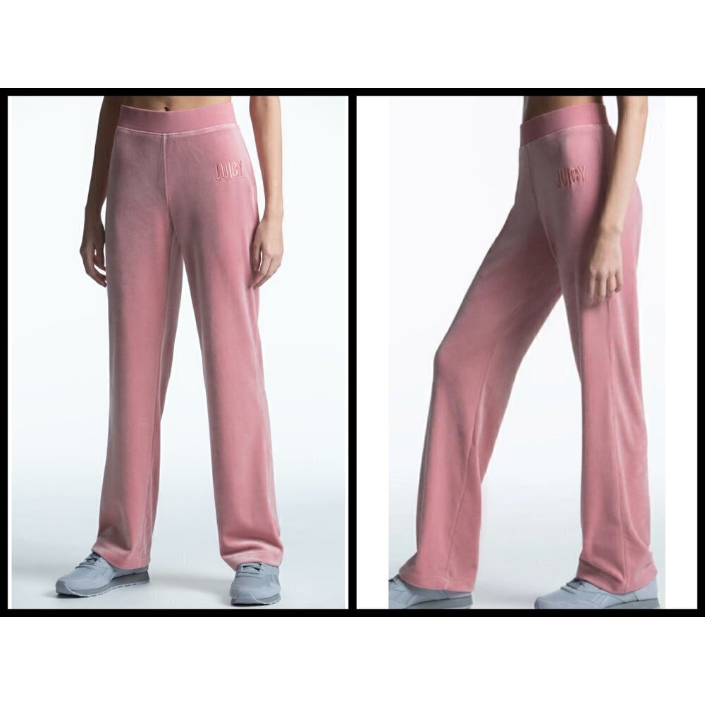 💕JUICY COUTURE💕 Classic Logo Velour Track Pants ~ Blushing Pink Large L NWT